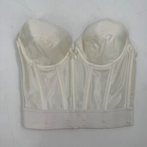 Under‎ Cover Corset Bustier Bra 36B White Strapless Boned Lingerie Vintage